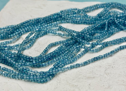 2mm Micro Faceted Cube Dice Square Shape Blue Topaz Tiny Gemstone Beads 15 Inches #4849