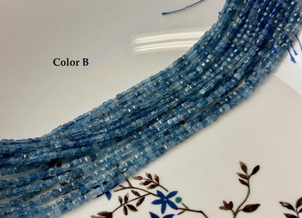 2-2.5 mm Micro Faceted Cube Dice Square Shape Aquamarine Gemstones Blue Aquamarine Beads 15 Inches Strand #3545