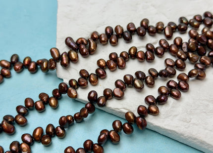5-6x6-7 mm Copper Brown Gray Color Top Drilled Freshwater Nugget Pearls 15 Inches Strand #P3501
