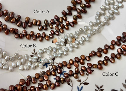 5-6x6-7 mm Copper Brown Gray Color Top Drilled Freshwater Nugget Pearls 15 Inches Strand #P3501
