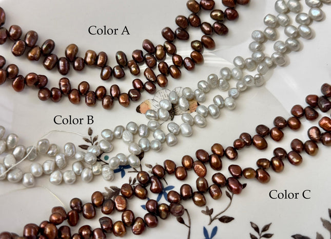 5-6x6-7 mm Copper Brown Gray Color Top Drilled Freshwater Nugget Pearls 15 Inches Strand #P3501