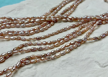 3x4-5 mm AAA Natural Dark Mauve Pink Color Rice Nugget Freshwater Pearl Beads High Luster Smooth Pearls 85 Beads #P3498