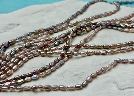 3x4-5 mm AAA Natural Dark Mauve Pink Color Rice Nugget Freshwater Pearl Beads High Luster Smooth Pearls 85 Beads #P3498