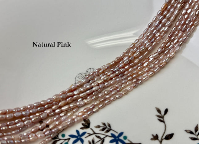 3x4-5 mm AAA Natural Dark Mauve Pink Color Rice Nugget Freshwater Pearl Beads High Luster Smooth Pearls 85 Beads #P3498
