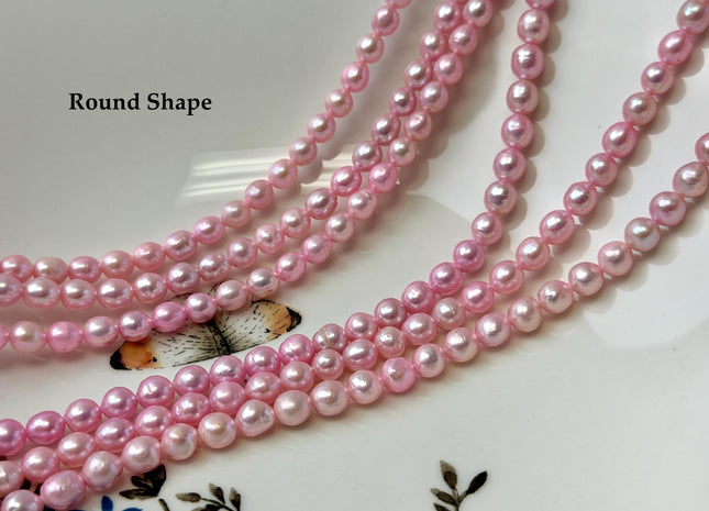5-6 mm AA Baby Pink High Luster Freshwater Baroque Round Baby Edison Pearl #P3497