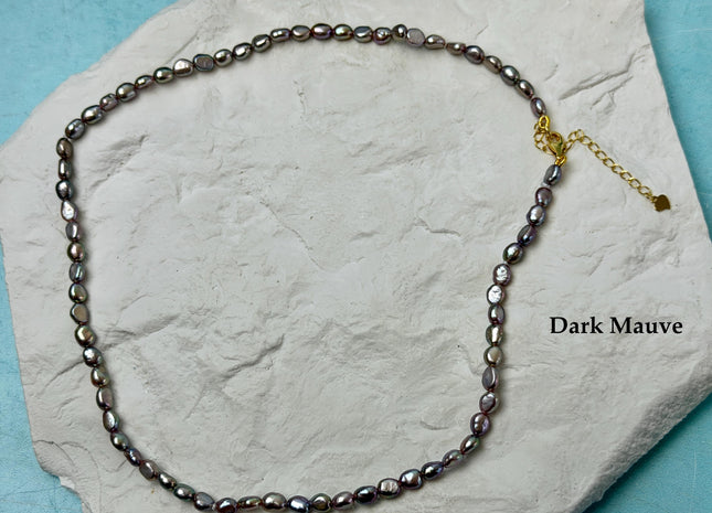 14/15/16/17/18/20 Inches Minimalist Tiny Dainty Rice Nugget Pearl Chocker Necklace W/Gold Filled Silver Clasp Gift For Her #NK0010