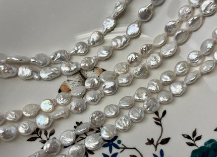 9x10-14 mm AA Natural White Oval/Tear Drop Coin Freshwater Pearl Beads High Luster Quality Cultured Freshwater Coin Pearls #P3500