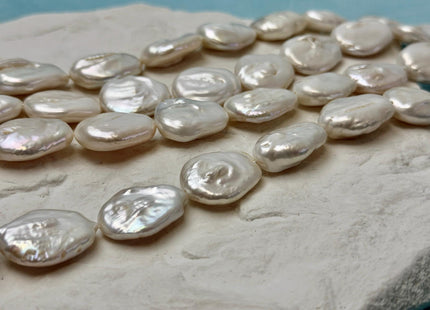 16-19x20-23 mm Large Natural White Coin Baroque Pearls 19 Beads #P3507