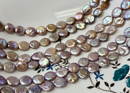 11-12 mm AA Natural Golden Mauve Pink Freshwater Round Coin Pearls With Gold Sheen 30 Beads 15 Inch Strand #P3506