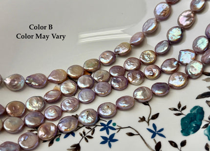11-12 mm AA Natural Golden Mauve Pink Freshwater Round Coin Pearls With Gold Sheen 30 Beads 15 Inch Strand #P3506