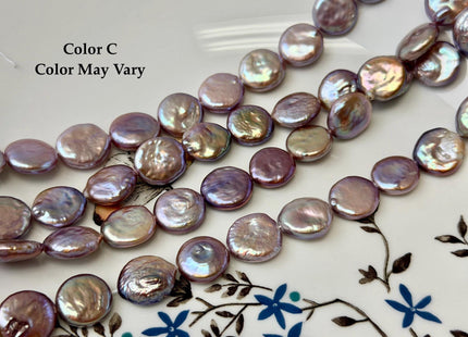 11-12 mm AA Natural Golden Mauve Pink Freshwater Round Coin Pearls With Gold Sheen 30 Beads 15 Inch Strand #P3506