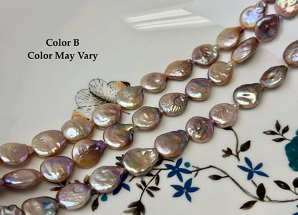 11-12 mm AA Natural Golden Mauve Pink Freshwater Tear Drop Coin Pearls With Gold Sheen 29 Beads 15 Inch Strand #P3509
