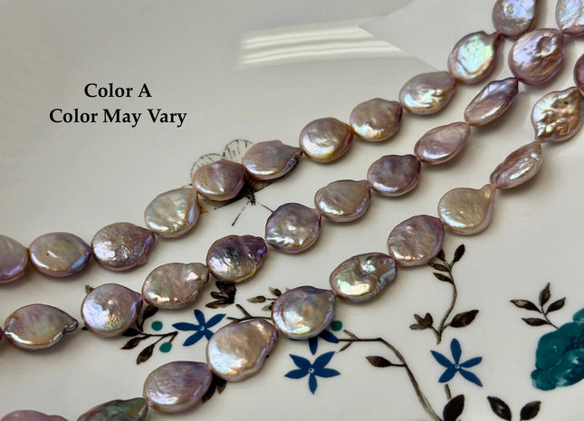 11-12 mm AA Natural Golden Mauve Pink Freshwater Tear Drop Coin Pearls With Gold Sheen 29 Beads 15 Inch Strand #P3509