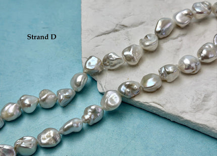 One-Of-A-Kind 9-13x10-19mm AAA Natural White Keshi Nugget Freshwater Pearls High Luster Keshi Nugget Beads #P3495