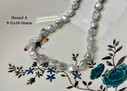 One-Of-A-Kind 9-13x10-19mm AAA Natural White Keshi Nugget Freshwater Pearls High Luster Keshi Nugget Beads #P3495