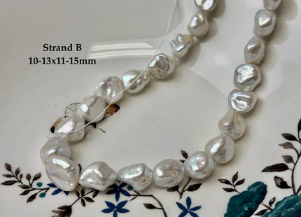 One-Of-A-Kind 9-13x10-19mm AAA Natural White Keshi Nugget Freshwater Pearls High Luster Keshi Nugget Beads #P3495
