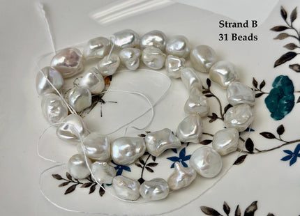One-Of-A-Kind 9-13x10-19mm AAA Natural White Keshi Nugget Freshwater Pearls High Luster Keshi Nugget Beads #P3495