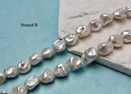 One-Of-A-Kind 9-13x10-19mm AAA Natural White Keshi Nugget Freshwater Pearls High Luster Keshi Nugget Beads #P3495
