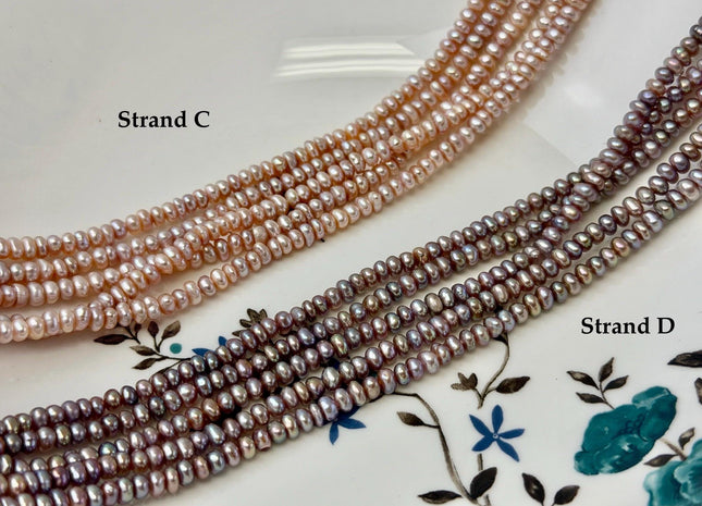4-5 mm AA Natural Mauve Peach Pink Potato Button Pearl Freshwater Seed Pearl Beads #P3510