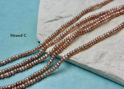 4-5 mm AA Natural Mauve Peach Pink Potato Button Pearl Freshwater Seed Pearl Beads #P3510