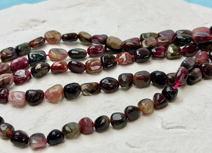 7x8-10 mm Tourmaline Pebble Nugget Gemstones 15.5 Inches Strand 47 Beads #4859