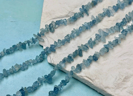 5-7 mm Aquamarine or Apatite Gemstone Irregular Chips Nugget Beads 15 Inches #4865
