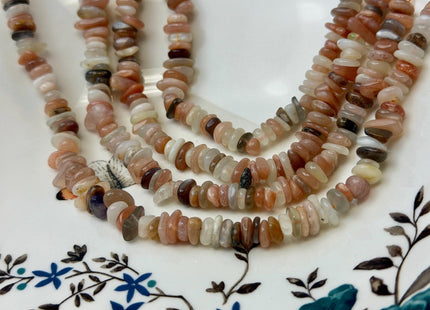 6-10 mm Natural White Peach Gray Brown Moonstone Gemstone Rondelle Chips Nugget Beads 15.5 Inches #4866