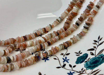 6-10 mm Natural White Peach Gray Brown Moonstone Gemstone Rondelle Chips Nugget Beads 15.5 Inches #4866