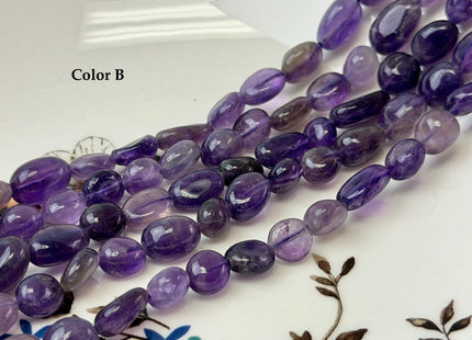 8x8-11 mm Natural Mixed Purple Amethyst Irregular Pebble Nugget 15 Inches Strand #4857
