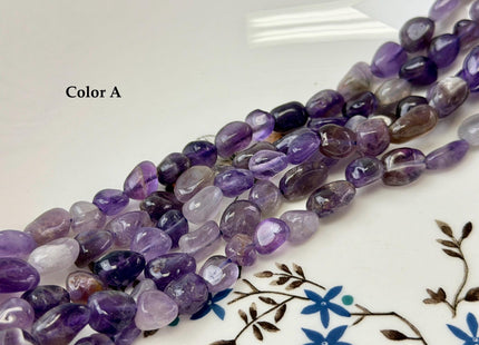 8x8-11 mm Natural Mixed Purple Amethyst Irregular Pebble Nugget 15 Inches Strand #4857