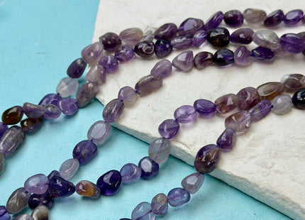 8x8-11 mm Natural Mixed Purple Amethyst Irregular Pebble Nugget 15 Inches Strand #4857
