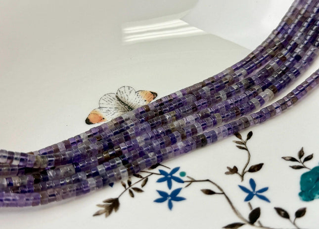 2x4mm Heishi Rondelle Shape Purple Amethyst Discs Gemstone Beads 15 Inches Strand #4868