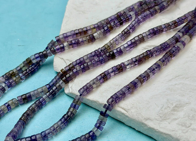 2x4mm Heishi Rondelle Shape Purple Amethyst Discs Gemstone Beads 15 Inches Strand #4868