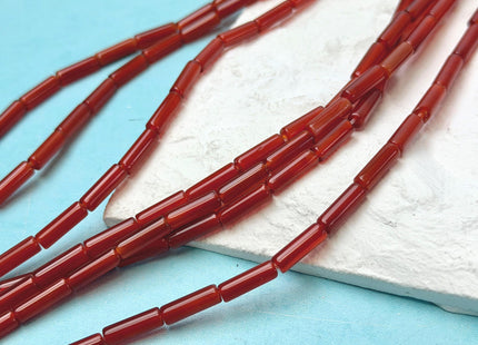 4x13 mm Smooth Tube Shape Red Orange Bamboo Coral Gemstone 15 Inches Strand 28 Beads #4830