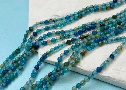 4mm Faceted Round Multi Blue Brown Agate Gemstone Beads 14 Inch Strand #4869