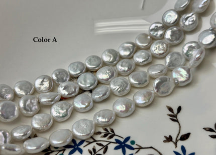 10-11 mm AA Natural White Coin Freshwater Pearl Beads High Luster Quality Cultured Freshwater Coin Pearls 32-35 Beads #P3511