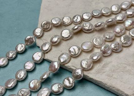 10-11 mm AA Natural White Coin Freshwater Pearl Beads High Luster Quality Cultured Freshwater Coin Pearls 32-35 Beads #P3511