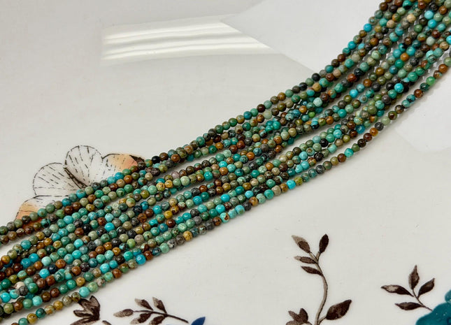2mm Smooth Round Hubei Turquoise Gemstone Beads 15.5 Inches Strand #4871