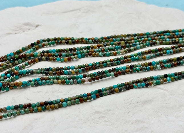 2mm Smooth Round Hubei Turquoise Gemstone Beads 15.5 Inches Strand #4871