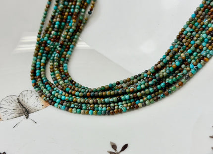 2mm Smooth Round Hubei Turquoise Gemstone Beads 15.5 Inches Strand #4871