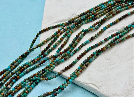2mm Smooth Round Hubei Turquoise Gemstone Beads 15.5 Inches Strand #4871