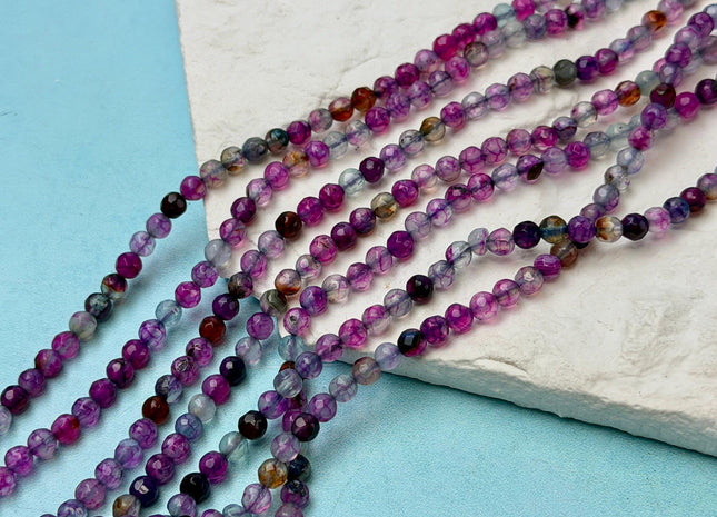 4mm Faceted Round Multi Purple Agate Gemstone Beads 14 Inch Strand #4873