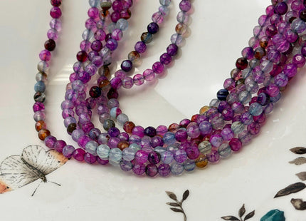 4mm Faceted Round Multi Purple Agate Gemstone Beads 14 Inch Strand #4873