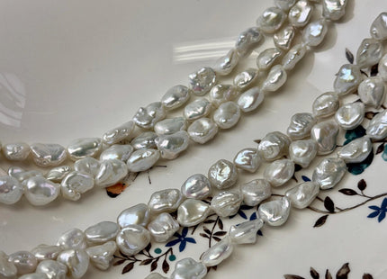 9-10x10-14 mm AAA Natural White Large Keshi Freshwater Pearls Nugget Shape Keshi Beads #P3512