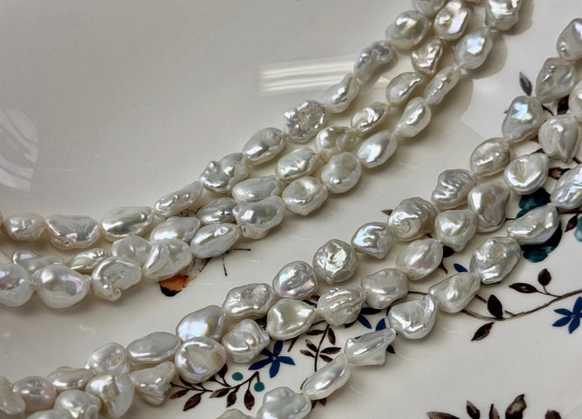 9-10x10-14 mm AAA Natural White Large Keshi Freshwater Pearls Nugget Shape Keshi Beads #P3512