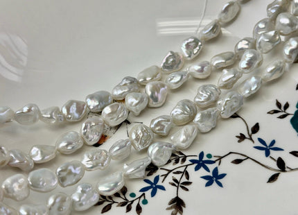9-10x10-14 mm AAA Natural White Large Keshi Freshwater Pearls Nugget Shape Keshi Beads #P3512