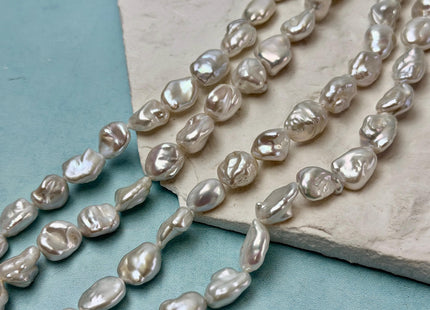 9-10x10-14 mm AAA Natural White Large Keshi Freshwater Pearls Nugget Shape Keshi Beads #P3512