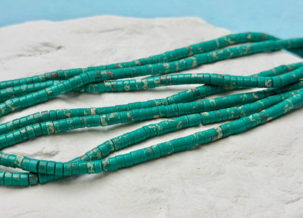 2x4mm Green Color Impression Jasper Heishi Rondelle Shape Genuine Natural Sea Sediment Jasper Discs Gemstone Beads 15.5 Inches Strand #3108