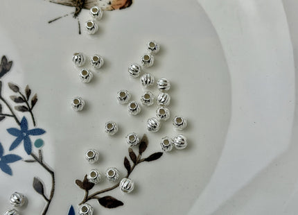 5 Pieces 3mm 4mm 5mm 925 Sterling Silver Swirled Tibetan Style Silver Spacer Ball Large Hole Shiny Beads #10391