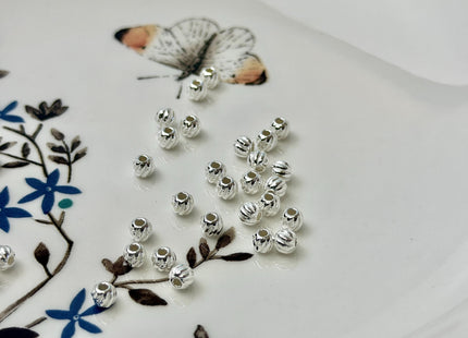 5 Pieces 3mm 4mm 5mm 925 Sterling Silver Swirled Tibetan Style Silver Spacer Ball Large Hole Shiny Beads #10391